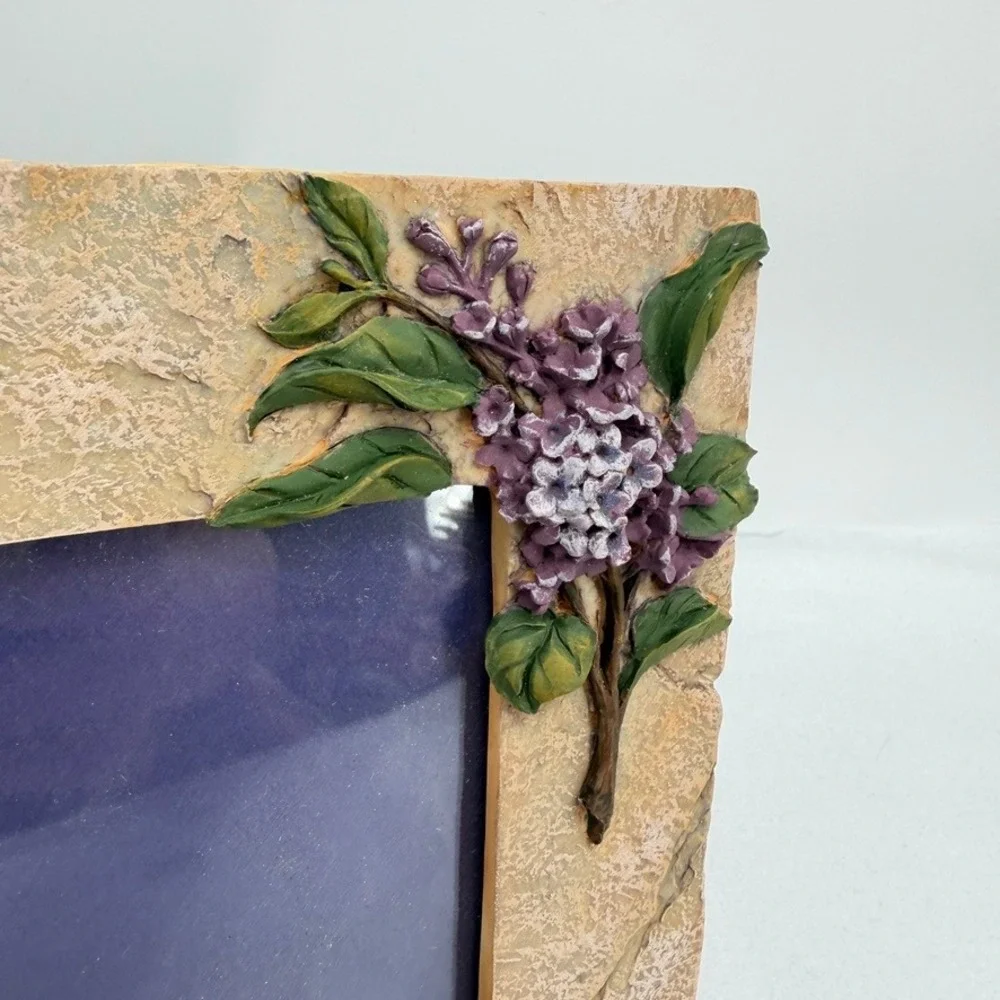 Picture Frame 3D Raised Lilac Flower Floral Stone‎ Texture Cottagecore Decor